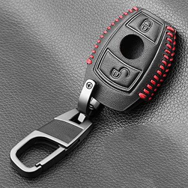 Imagem de YJADHU Porta-chaves de couro para chave de carro, apto para Mercedes benz A B R G E S Class GLK GLA w204 W251 W463 W176 W213,2