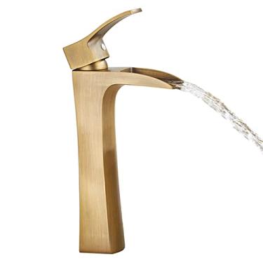 Imagem de LIDON Torneira de vaidade torneira antiga torneira de cachoeira torneira de bronze cachoeira torneiras retrô para pia de banheiro torneiras de banheiro para pia 1 furo para cozinha, antigo B (cor: antigo A)