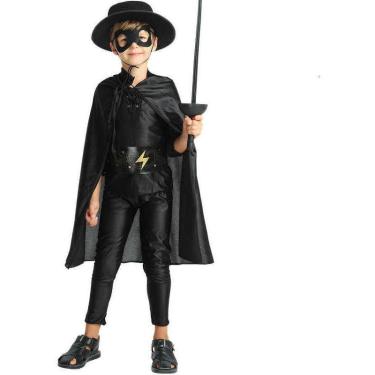 Imagem de Fantasia Capa Zorro Infantil Vampiro Bruxo Ou Bruxa