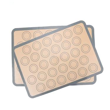 Imagem de Tapete de massa de amassar antiaderente, silicone, tapete de assar seguro para alimentos, tapete de silicone resistente ao calor Macaron - pacote com 2