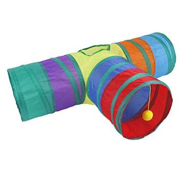 Imagem de Tubo de engatinhar para cães pequenos com bola pendurada para brincar com agilidade do túnel para gatos