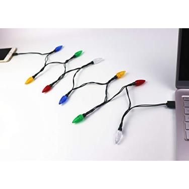 Imagem de Cabo de carregamento de luzes de Natal Yage Tale, carregador USB e lâmpada, multicolorido com 10 lâmpadas de 127 cm disponível para telefone 5,5s, 6,6plus, 6s, 6s Plus, 7,7plus, 8,8plus, X, XR, XS, XS Max, 11Pro Max etc. (1 peça)