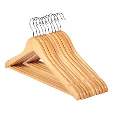 Imagem de Cabides de madeira BESPORTBLE, 10 cabides de roupas resistentes antiderrapantes para terno e calça