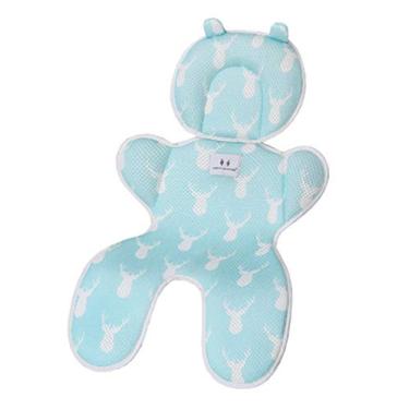 Imagem de Jueshanzj forro para assento de bebê para carrinho de bebê, super leve, respirável, almofada de assento de carro, azul + cabeça de veado 35 x 70 cm
