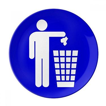 Imagem de Placa de Aviso Quadrada Azul da Rubbish Salver Decorativa Porcelana Prato de Jantar