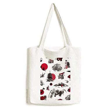 Imagem de Japan Sakura Pine Mount Art Deco Gift Fashion Tote Canvas Bag Shopping Satchel Casual Bolsa
