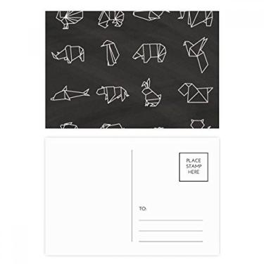 Imagem de Cartão postal abstrato origami animal geométrico conjunto de cartões postais de aniversário cartão de agradecimento