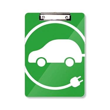 Imagem de Plugue circular de energia veículos protege o meio ambiente, pasta, bloco de anotação, placa de apoio A4