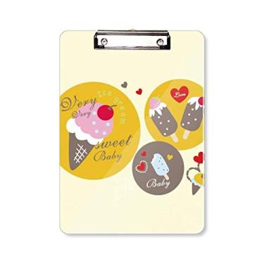 Imagem de Cherry Heart picolé doce sorvete pasta pasta pasta placa de apoio A4