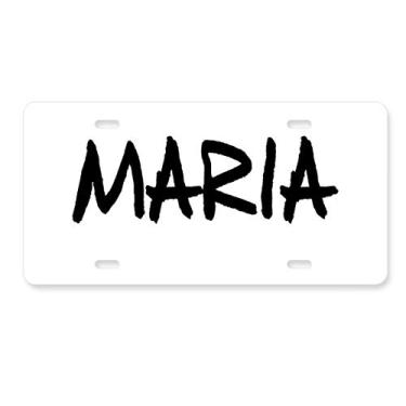 Imagem de DIYthinker Placa de licença Maria de caligrafia especial para decoração de carro, acessório de aço inoxidável