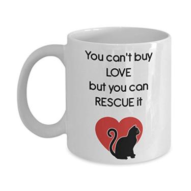 Imagem de Caneca de café You Can't Buy Love But You Can Rescue It - Presentes para amantes de gatos - Caneca de café de cacau quente divertido - Gi de aniversário de Natal