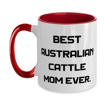 Imagem de Best Australian Cattle Mom Ever Caneca de dois tons de 325 ml, copo de cachorro de gado australiano, boa para cães de gado australiano