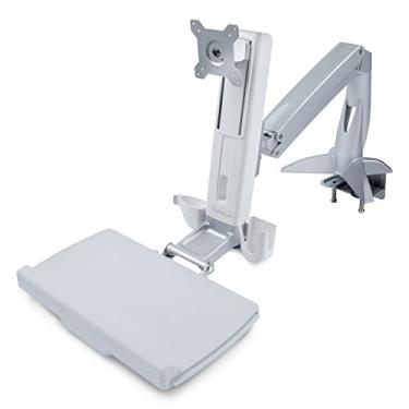 Imagem de StarTech.com Braço para monitor com bandeja de teclado – Suporte ajustável para mesa e estação de trabalho para exibição VESA de 27 polegadas – Conversor ergonômico articulado de mesa