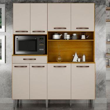 Imagem de Cozinha Compacta Pratic 8 Portas 1 Gaveta Cinamomo/Off White  - Chf Mó