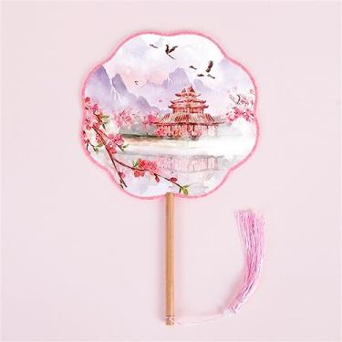 Imagem de SALFEE Ventilador de mão vintage de 20 cm, não dobrável, ventilador de corte clássico chinês para casamento