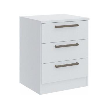 Imagem de Mesa de Cabeceira Modulada 3 Gavetas Requinte+ Móveis Castro Branco Line