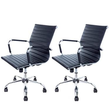 Imagem de Cadeira Diretor Charles Eames Esteirinha Couro Pu 11D Cor:Preto;Quantidade:2