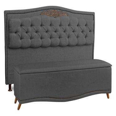 Imagem de Cabeceira E Calçadeira Baú Queen 160Cm Grafite