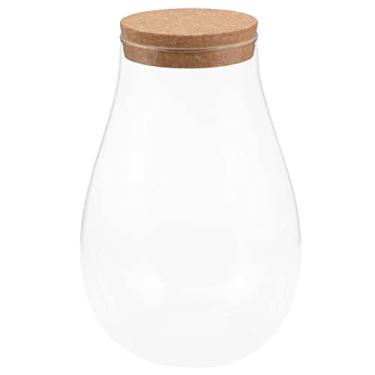 Imagem de Garrafa Ecológica Micro Paisagem Estação De Propagação De Plantas Potes De Vidro Com Tampa Pote Terrário Com Tampa Aquário Betta Vaso Elipse Arranjo De Flores Suculento De Madeira