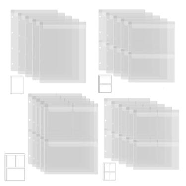 Imagem de BAOFALI 20 bolsos de plástico A4, pastas de PVC à prova d'água, 4 furos, saco de folhas soltas para orçamento, sacos de folhas soltas, organizador de fotos, documentos, carimbos e matrizes