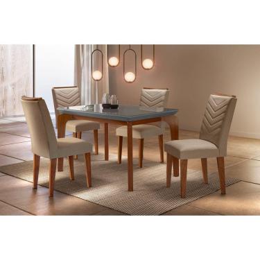 Imagem de Sala de Jantar Moderna com 4 Cadeiras 1,20x0,80m - Londrina - Móveis Rufato