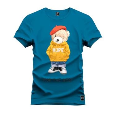 Imagem de Camiseta Premium Malha Confortável Estampada Urso Hope Azul G