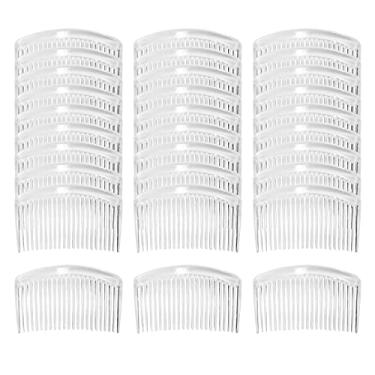Imagem de Cinaci 30 Pack Clear White Plastic French Hair Side Combs Veil Slide Bun Holder with 23 Teeth DIY Headpieces Clips Grips Barrettes Accessories (Clear)