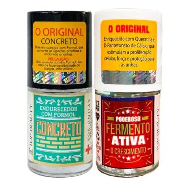 Imagem de KIT BASE CONCRETO ENDURECEDOR + BASE FERMENTO ATIVA O CRESCIMENTO 12 FREE S.O.S UNHAS TOP BEAUTY