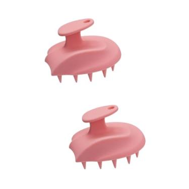 Imagem de FOMIYES 2 Unidades Escova de shampoo de silicone portátil xampu massageador de couro cabeludo pequeno esfregão de cabelo esfoliante de couro cabeludo para caspa Cuidado rosa