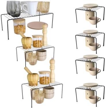 Imagem de Kit 7 Organizadores para Armário Aramado Aço Prateleiras Cozinha Preto Plana Store