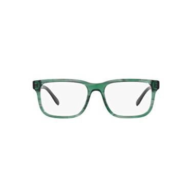 Imagem de Emporio Armani Óculos de sol retangulares masculinos Ea3218, Lente verde listrada/demonstração, 55 mm