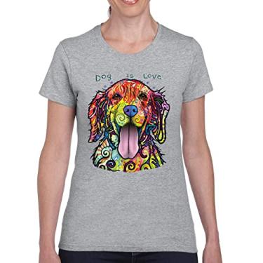 Imagem de Camiseta feminina Dean Russo Labrador Retriever Love Pet Dog is Love, Cinza, XXG
