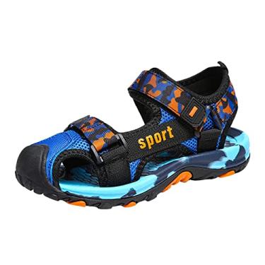 Imagem de Sandálias atléticas para meninas e meninos, bico fechado, sandálias de caminhada ao ar livre, tiras ajustáveis, sapatos de verão para crianças_pequenas/grandes_crianças, Azul, 5 3X-Narrow Big Kid