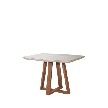 Imagem de Mesa Bennett Retangular 115cm com Tampo de Vidro Natural/Off White Fosco