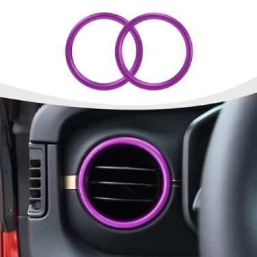 Imagem de RAZPOY JL Dash Air Vent Trim, capa de anel de saída de ar condicionado de painel compatível com acessórios internos Jeep Wrangler JL JLU e Gladiator JT 2024, roxo alumínio