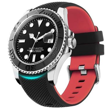 Imagem de Fullmosa Pulseiras de silicone para relógio de 22 mm, 20 mm e 24 mm, sem lacunas, compatível com Samsung Galaxy Watch 7, 6, 5, 4 e 3, Galaxy Watch de 46 mm e 42 mm, Garmin, Preto + vermelho, 22mm