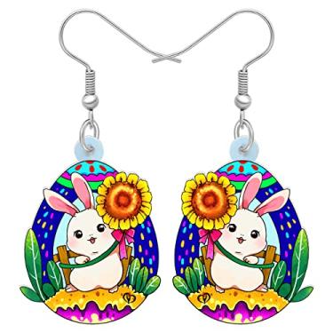 Imagem de DALANE Brincos de cesta de coelho de ovos de Páscoa de acrílico, presentes de Páscoa, joias modernas para mulheres e meninas, 30mm x 18mm, Acrílico, Sem Pedra Preciosa