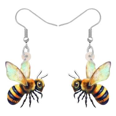 Imagem de DALANE Brincos de abelha de mel de acrílico para mulheres, meninas, crianças, amantes de abelhas, presentes de decoração, berloques, lembrancinhas de festa, Medium, Acrílico, Sem pedra preciosa