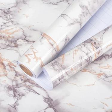 Imagem de AbaBoorty Papel de contato mármore 523.2 cm x 40.1 cm papel de parede autoadesivo marrom claro para cozinha bancada armário mesa mesa banheiro impermeável granito textura papel vinil adesivo