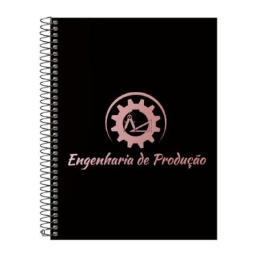 Imagem de Caderno Universitário Espiral 20 Matérias Profissões Engenharia de Produção (Preto e Rosê)