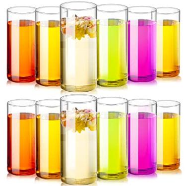 Imagem de Zubebe Conjunto de 12 copos transparentes de 473 ml, copos altos finos, copos de vidro, utensílios de bebida, elegante, bar, copos de vidro, copos para sucos, bebidas, leite, água, congelador, máquina