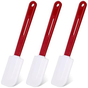 Imagem de Lanties Conjunto de 3 espátulas de silicone de alta temperatura, espátulas de borracha resistente ao calor, espátula raspadora de silicone resistente comercial com alça para cozinhar na cozinha