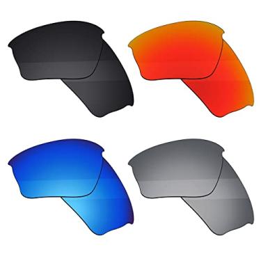 Imagem de Boldbright Lentes de substituição compatíveis com óculos de sol Oakley Half Jacket XLJ - preto, titânio e azul e vermelho espelhado revestido