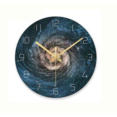 Imagem de Relógio de parede, constelação de estrelas da terra azul cósmico vidro temperado digital quarto estudo sala de estar relógio de parede (A)