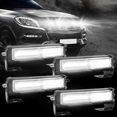 Imagem de EASE2U E Luzes estroboscópicas de emergência para veículos, 4 em 1 LED 32 W Montagem em superfície, aviso de emergência, barra de luz estroboscópica intermitente, instalação no teto e lateral para veículos off-road, quadriciclos, caminhões (branco)
