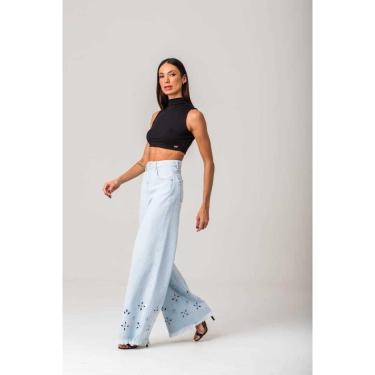 Imagem de Calça Jeans Claro Pantalona-Feminino