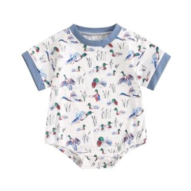 Imagem de Macaquinho de manga curta para bebês meninos e meninas, pato selvagem, peça única, roupa de caça para bebês, Azul, 12-18 Months