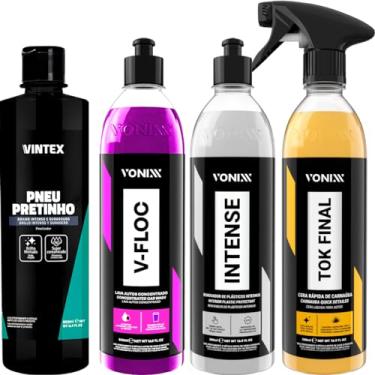 Imagem de Kit Tok Final Cera Carnaúba + Revitalizador Intense + V-Floc + Pneu Pretinho 500ml Vonixx