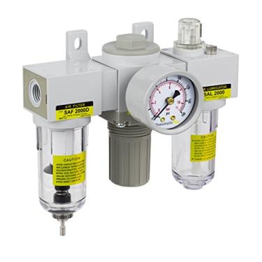 Imagem de Filtro PneumaticPlus SAU2000M-N02G Mini Three-Unidade Combo Compressed Air Regulator Lubrificador FRL, Unidade de Preparação de Ar 1/4" NPT - Poly Tigela, Drenagem Manual, Medidor
