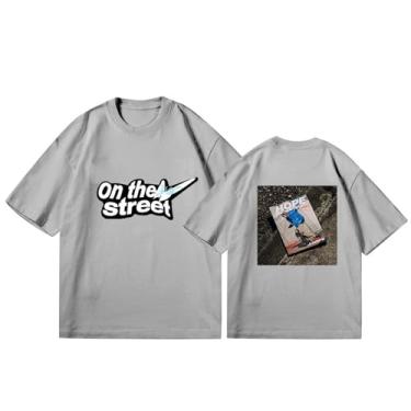 Imagem de Camiseta K-pop J-Hope, camiseta solta na rua, unissex, com suporte, estampada, camiseta de algodão, C, cinza, GG